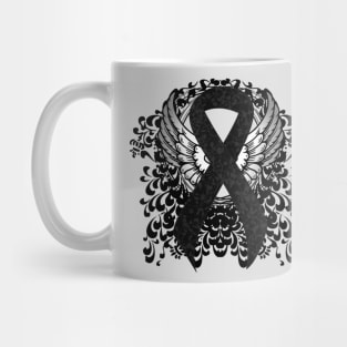 Black Ribbon with Wings Mug